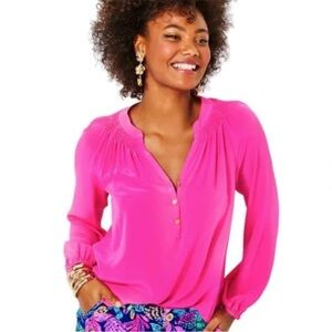 Lilly Pulitzer - Elsa Silk Top in Lilly’s Coral